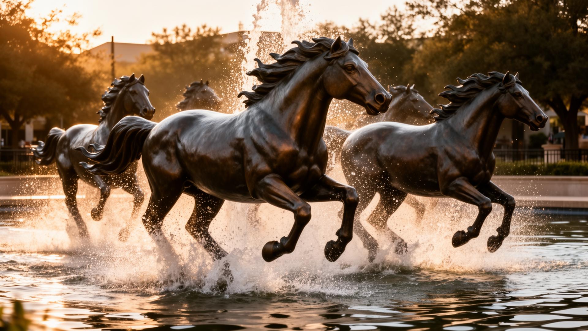The Mustangs at Las Colinas bronze sculpture in Irving, Texas